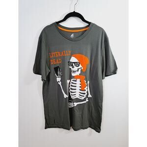 ADTN America Dream Team Network Gray Skelton Literally Dead Tee Large